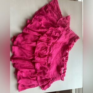 Hot pink smocked skirt